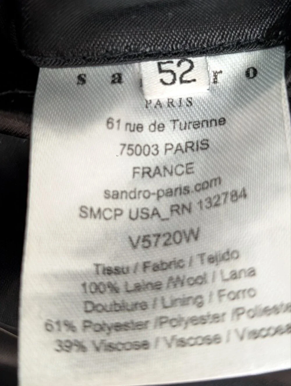 Sandro Paris Black Wool Tuxedo Blazer Size EU 52
